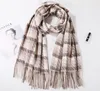 Fashion-Scarves Höst Vinter Ny Kvinnlig Ull Plaid Scarf Lady Wide Lattices Long Shawl Wrap Blanket Warm Tippet