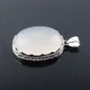 WOJIAER Natural Rose Quartz Gem Stone 2022 Love Summer Oval Shape Pendants Bead Silver Necklaces for Women Men Jewelry BN376