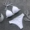 ブラックホワイトハイウエストビキニ2020水着女性水着プッシュアップホルタービキニセットBathing Suit Beach Wear Hemal