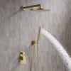 Miscelatore doccia a parete in ottone spazzolato 8-10 pollici Miscelatore doccia a parete con rubinetto doccia Rianfall