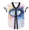 3D Kortärmad T-shirt Men Baseball Jersey Sport Slim Fit V Neck T-shirts Streetwear Rose Style Size M-XXXL