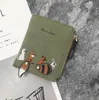 Women PU Fox Embroidered Zipper Card Holder Short Wallet