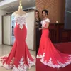 Off Shoulder Lace Appliques Mermaid Prom Klänningar Naturlig midja Custom Made Women Evening Party Gowns Formell Spring Robe de Festa