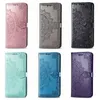 Intryck Blomma plånbok läderfodral för iPhone 15 14 plus 13 12 pro max 11 xr xs 8 7 6 samsung s23 fe ultra s22 spetshållare flip cover girls lady mode kort kortslucka påse