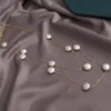 Wholesale-High Quality Ladies Minimalist Modern Style 14K Gold Plated Coin Pearl Double Chain Necklace With Cheap Price