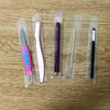 1000 stücke Einfache Transparente Matt PVC Kunststoff Tasche Bleistift Fall Stift Box Für Einzelne Augenbraue Stift Make-Up-Tool