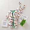 2PCS Heißer Neugeborenen Baby Jungen Mädchen Kleidung Langarm Cartoon Karotte Print Romper Overall + Kaninchen Ohren Hut outfits Set