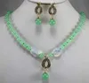 Free Shipping Wholesale8mm Women's semi-precious stones jades Necklace earring set