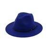 Ullfilt Fedora Hat Cap Wide Brim med bälte damer trilby chapeu feminino hatt kvinnor män jazz kyrka gudfader sombrero kepsar