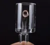 Quarz-Banger-Nagel mit flacher Oberseite, 4 mm dick, unterer Quarz-Domeless-Nagel mit Glas-UFO-Vergaserkappe für Glas-Wasserpfeife