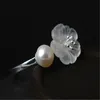 925 Sterling Silver Crystal Raining Flower Natural Słodkowodne Pearl Open Rozmiar Pierścienie Dla Kobiet Miłośników Prezenty Pierścień Oświadczenie etniczne