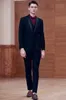 Новые Мужчины свадебных костюмы Три пьесы черного платка отворота Groom Tuxedos Groomsmen Предприниматели Костюм (куртка + жилет + брюки)
