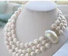 Livraison gratuite 1 @@ N3571 COLLIER DE PERLES D'EAU DOUCE BLANCHE BAROQUE MABE