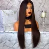 Natural Brown Long Silky Straight Full Lace Wigs with Baby Hair Heat Resistant Glueless Synthetic Lace Front Wigs for Black Women