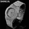 Mens Watch Quartz Gold HIP HOP Wrist Watches With Micro pave CZ Stainless Steel Wristband Clock Hours