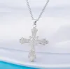 DN045 Colorful Religious Crystal Cross silver color Pendant Necklace Fashion Rhinestone Charm Necklaces Jewelry for Women Gifts