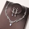 Incroyable bijoux de mariée en argent 2 pièces ensembles collier boucles d'oreilles bijoux de mariée accessoires de mariée bijoux de mariage T218134