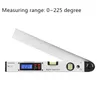 Freeshipping 0 ~ 225 +/- 0,5 Silver степень степень транспортир Дух Уровень Цифровой Угол Finder Gauge Meter