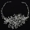 US Warehouse Trendy Alloy Flower Bridal Headband Prom Tiara Wedding Hair Accessories Handmade Hair Vine Crystal Headband Bride Hair Jewelry