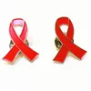 乳がんの啓発の10ピー/ロットのHIVジュエリーエナメル赤いリボンブローチピン生き残る希望槍ボタンバッジ