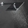 Set di sistema doccia a pioggia con 2 funzioni per bagno, set quadrato in ottone, soffione doccia cromato da 8,10 e 12 pollici, scatola incorporata per rubinetto da bagno cromato