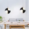 Modern Iron Glass LED Pendant Lights Personality Restaurant Sample Hanging Lamp Bedroom Semicircle Bedside Lustre Suspension