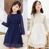 Barnklänningar Teenage White Blue Wedding Party Dress Lace Girl Dress Long Sleeve Children Clothing Spring Autumn 6 8 10 12 14 163113282070