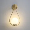 Simple Art Decoration LED Copper Wall Lamp Glass Wall Sconce Bedside Aisle Indoor Home Light Fixture E27 Lamp Wall Lamp for Living Room