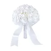 Belles fleurs de mariage jaune blanc bleu bouquets de mariée à la main artificielle Rose nuptiale pour la décoration