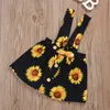 3PCSSet Dzieci Baby Girlflower Latający rękaw Romper Tops Bow Bow Pasme Sunflower Print Pants Sunpender Spódnica Kids OUF8217392