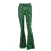 Noir néon vert pantalons longs mode taille élastique pantalon évasé 2020 automne Streetwear vert flamme imprimé pantalon évasé pour les femmes