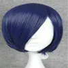 Coraline Cosplay perruque courte Bob droite cheveux bleus Halloween pleine Wigs4930876