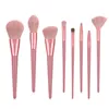 8pcs pinceaux de maquillage pour ombre à paupières blush fond de teint cosmétiques super doux crin de cheval manche en bois brosses accessoire de maquillage DHL gratuit