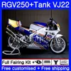 Corps Rothmans Bleu + Réservoir Pour SUZUKI RGV250 VJ22 1988 1989 1990 1991 1992 1993 307HM.50 RGV-250 VJ21 RGV 250 88 89 90 91 92 93 Kit de carénage