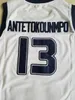 Grèce Hellas College Jerseys L'Alphabet 13 Giannis Antetokounmpo Basketball Jersey Hommes Blanc Team Sport Respirant Uniforme S-2XL