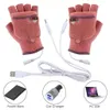 Fashion-Laptop Women Men USB Heated Mitten Full&Half Finger Winter Warm Knit Hand Gloves