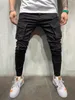 Nieuwe Zwarte Biker Cargo Jeans Mannen Multi-Pocket Slim Fit Joggers Broek Mens Ripped Gat Motorfiets Streetwear Denim Potlood pants259M