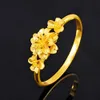 3-flower Patterned Charm Bangle Adjust 18K Yellow Gold Filled Trendy Wedding Party Gift Classic Chinese Style Womens Bracelet Accessories