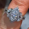 Bonito Moda Feminina Cristal Zircon Pedra Anel de Noivado De Prata 925 Jóias de Casamento Promessa Anéis Para As Mulheres 2019 Presentes de Ano Novo