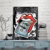 Mur Art imprime affiches Sexy lèvres rouges U. S dollar argent moderne toile peintures pour salon bureau à domicile décor sans cadre