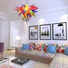 Flower Shape Crystal Pendant Lighting Art Colored Blown Glass Chandeliers Lights for Living Room Modern Lighting Free Shipping