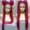 Hotselling Afryka Kobiety Styl Jumbo Warkocze Koronki Przodu Peruka Syntetyczna Pudełko Włosy Peruka Wig Pink Red Crochet Braid Wig Natural Hairline