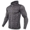 Maglietta sportiva con cappuccio da uomo manica lunga con cerniera maglietta da corsa da uomo felpa con cappuccio compressione palestra maglietta fitness top