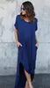 Woman's clothes size S - 5 xl new elegant summer beach wear round collar chiffon dress pocket open fork1