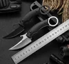 Nieuwe aankomst Outdoor Survival Rechte mes D2 Satijn / Black Stone Wash Blade Zwart G10 Volledige tanghandgreep met Kydex