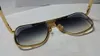 Men Pilot Square Sunglasses Black Gold Gray Gradient Lens 2087 Vintage Glases Mens Sunglasses Glasses Eyewear New with box