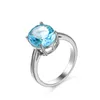 Luckyshine het sälja 6pcs / parti 925 silver mode charms män kvinnor vigselringar ovala cubic zirconia blå diamant ädelsten rings smycken