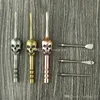 Skull Design Wax Dabber Tools 6 Color 120 mm Veranderlijk gedemonteerde DAB JAR Tool Metal Titanium Nail voor droog kruidenverdamper7940679