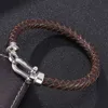 Bracelet en cuir véritable en cuir bracelet Bracelet en acier inoxydable Unisexe Bracelet Bracelet Fashion Daily Wear Jielry6711126