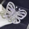 Wholesale-l Stunning Luxury Jewelry Shinning 925 Sterling Silver Pave White Sapphire CZ Diamond Promise Rings Wedding Butterfly Band Ring